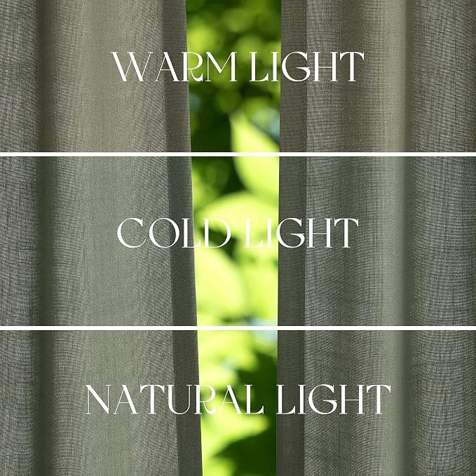 Jowels Olive Green Linen Curtains 84 Inch Long 2 Panels for Living Room | Loden Light Filtering Semi Sheer Curtain, Back Tab Pocket Pleated Look,Farmhouse Textured Privacy Drapes for Bedroom Window