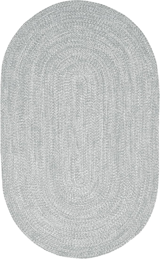 Superior Indoor/Outdoor Area Rug, Dual-Tone Reversible Braided Floor Decor for Patio, Front Porch, Entryway, Living Room, Office, Nursery, Artistic Home, 6' x 9', Fog Green-White