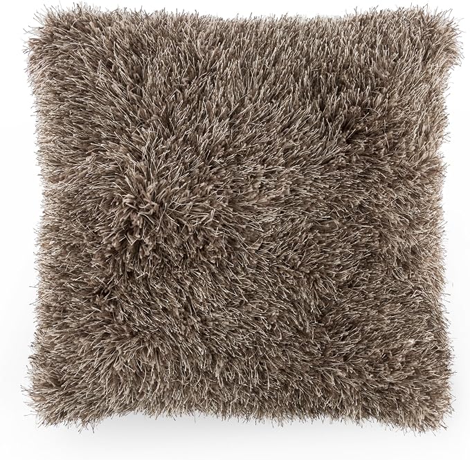 Lavish Home Oversized Floor or Throw Pillow Square Luxury Plush– Shag Faux Fur Glam Decor Cushion for Bedroom Living Room or Dorm (Mocha)