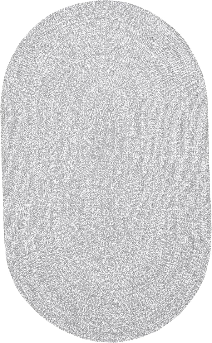 Superior Reversible Braided Indoor/Outdoor Area Rug for Patio, Beach House, Garden, Living Room, Bedroom, Terrace, Veranda, Entryway, Farmhouse, Kitchen, Playroom, Office, 3' x 5', Slate-White