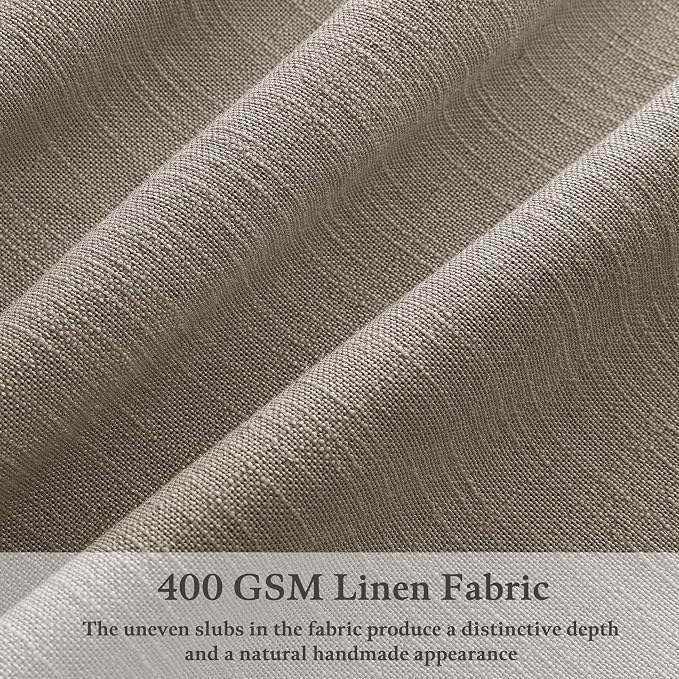 Pinch Pleated Linen Curtains 54 Inch Long for Kitchen with Rings Hooks Back Tab Light Filtering Farmhouse Short Semi Sheer 54 Inch Curtain for Dining Room Bedroom Small Window Burlywood Birch W50xL54