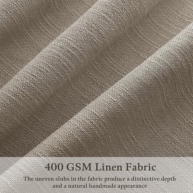 Linen Taupe Curtains 96 Inches Long Pinch Pleat for Living Room Dining 2 Panels Tan Brown Burlywood Light Filtering Privacy 96 Inch Pleated Drapes Hooks Rings Back Tab for Sliding Door Bedroom