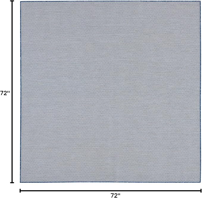 Nourison Home Courtyard Ivory Blue 6' x Square Area Rug - Easy Clean, Non Shedding, Bed Room, Living Room, Dining Room, Kitchen (6' x Square)