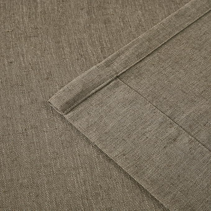 Vision Home Brown Pinch Pleated Semi Sheer Curtains Textured Linen Blended Light Filtering Window Curtains 63 inch for Living Room Bedroom Pinch Pleat Drapes with Hooks 2 Panels 40" Wx63 L