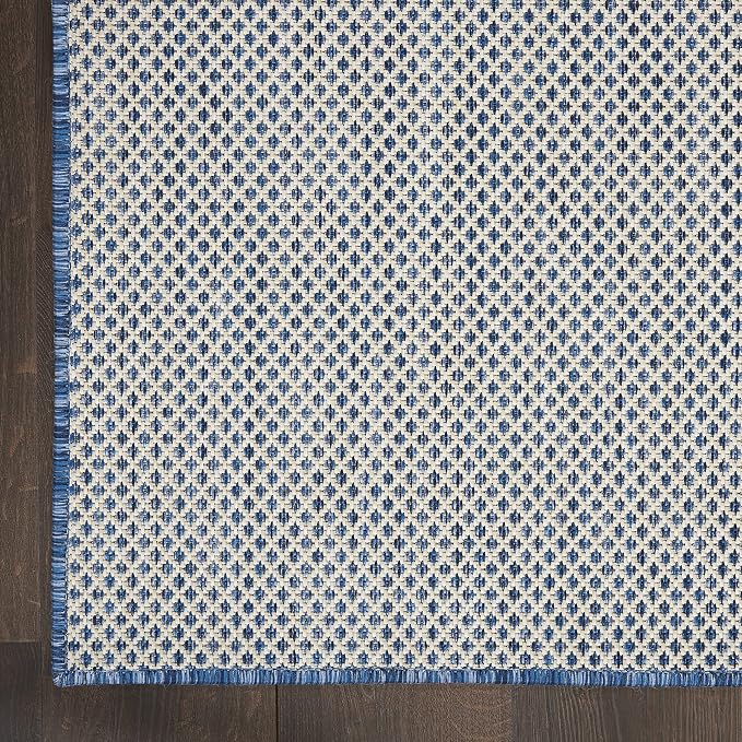 Nourison Home Courtyard Ivory Blue 2' x 3' Area Rug - Easy Clean, Non Shedding, Bed Room, Living Room, Dining Room, Kitchen (2' x 3')
