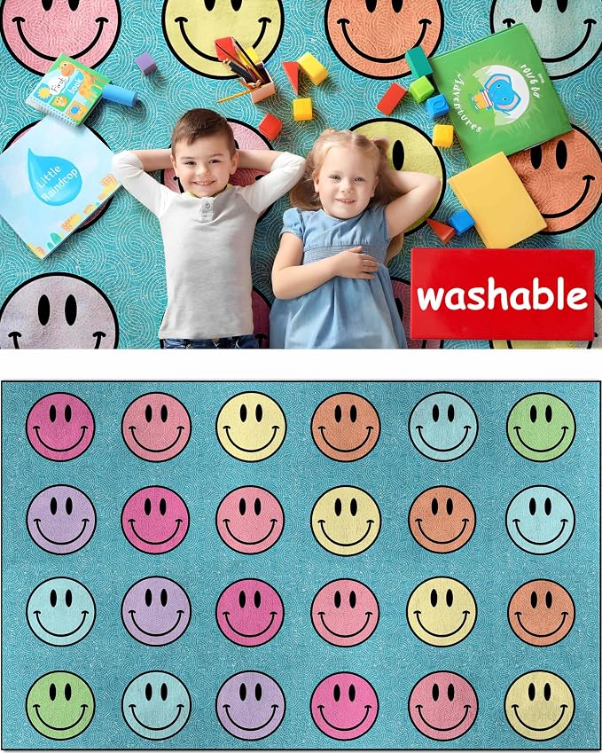 OLEEK Large Classroom Rug Elementary 8x10 - (Washable) Classroom Rugs for Kids Room - Classroom Carpet Elementary - Kids playroom Rug 8 x 10 - Preschool Rugs for Classroom - Schoolgirl Classroom Decor