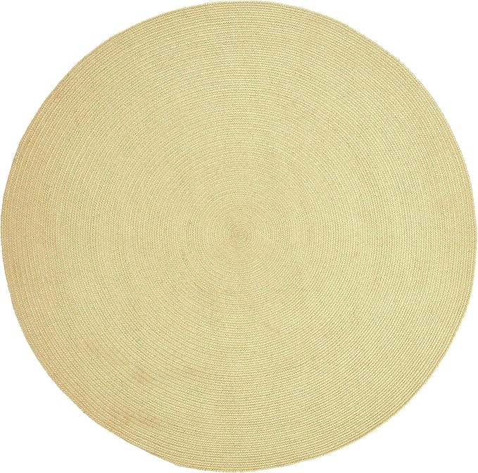 Superior Reversible Braided Indoor/Outdoor Area Rug, 4' Round, Cream