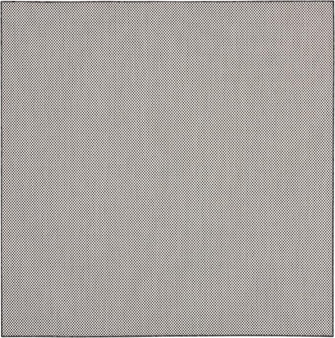 Nourison Home Courtyard Ivory Charcoal 8' x Square Area Rug - Easy Clean, Non Shedding, Bed Room, Living Room, Dining Room, Kitchen (8' x Square)