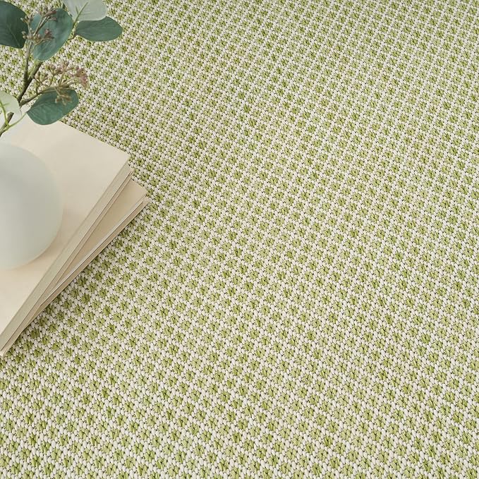 Nourison Home Courtyard Ivory Green 9' x 12' Area Rug - Easy Clean, Non Shedding, Bed Room, Living Room, Dining Room, Kitchen (9' x 12')