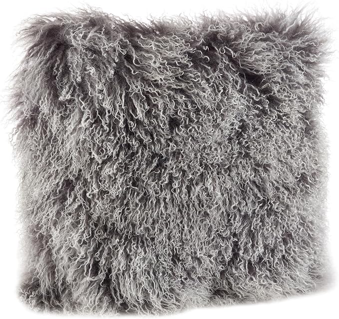 SARO LIFESTYLE Mongolian Lamb Fur Poly Filled Throw Pillow