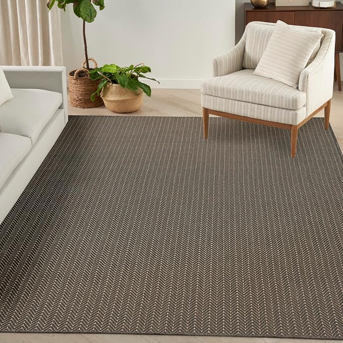 Nourison Home Horizon Indoor/Outdoor Charcoal 9' x 12' Area Rug - Easy Clean, Non Shedding, Bed Room, Living Room, Dining Room, Kitchen (9' x 12')