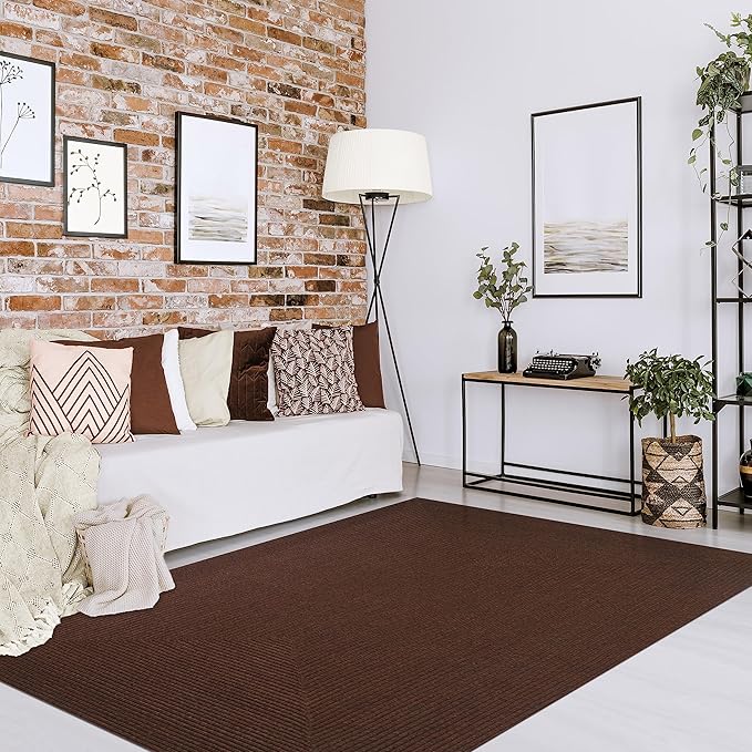 Superior Indoor/ Outdoor Area Rug, Reversible Braided Home Floor Decor for Living Room, Kitchen, Entryway, Patio, Front Porch, Deck, Modern, Boho, Farmhouse Style, 5' x 8', Cocoa