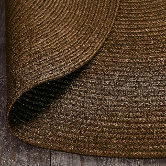 Superior Indoor/Outdoor Area Rug, Reversible Braided Floor Decor for Living Room, Kitchen, Patio, Front Porch, Modern Boho Farmhouse Rugs, Hardwood, Bedroom Accessories, 4' Round, Cocoa