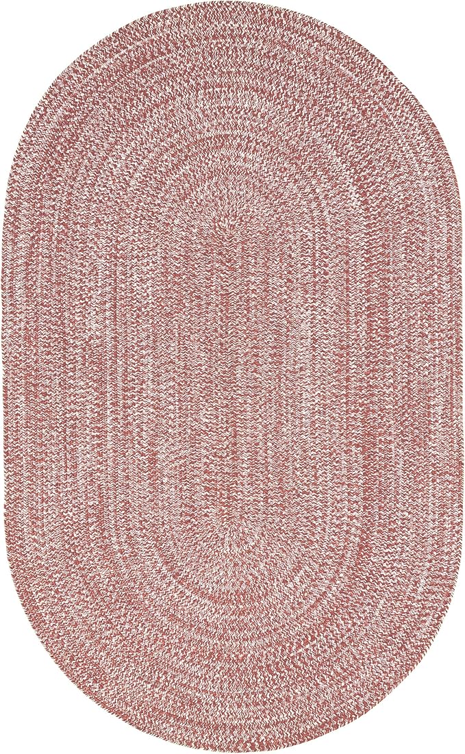 Superior Indoor/Outdoor Area Rug, Dual-Tone Reversible Braided Floor Decor for Patio, Front Porch, Entryway, Living Room, Office, Nursery, Artistic Home, 6' x 9', Brick-White