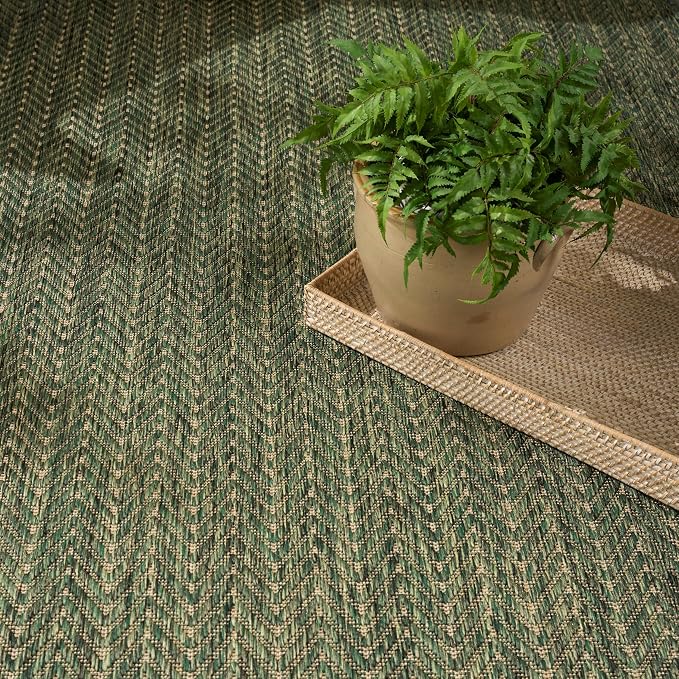 Nourison Home Horizon Indoor/Outdoor Green 10' x 14' Area Rug - Easy Clean, Non Shedding, Bed Room, Living Room, Dining Room, Kitchen (10' x 14')