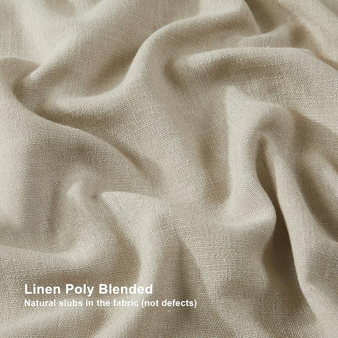 Vision Home Sand Pinch Pleated Light Filtering Curtains with Microfiber Liner 95 inch Linen Blended Textured Privacy Drapes for Living Room Bedroom Back Tabs with Hooks 2 Panels 40"Wx95"L,Camel Beige