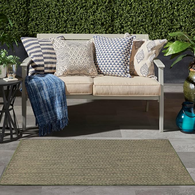 Nourison Home Horizon Indoor/Outdoor Green 3' x 5' Area Rug - Easy Clean, Non Shedding, Bed Room, Living Room, Dining Room, Kitchen (3' x 5')