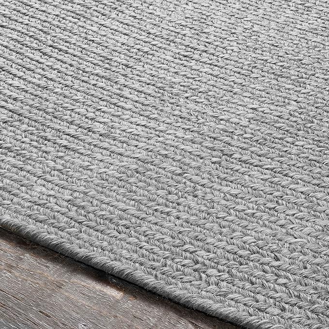 Superior Indoor/Outdoor Area Rug, Reversible Braided Floor Decor for Living Room, Kitchen, Patio, Front Porch, Modern Boho Farmhouse Rugs, Hardwood, Bedroom Accessories, 5' x 8', Slate