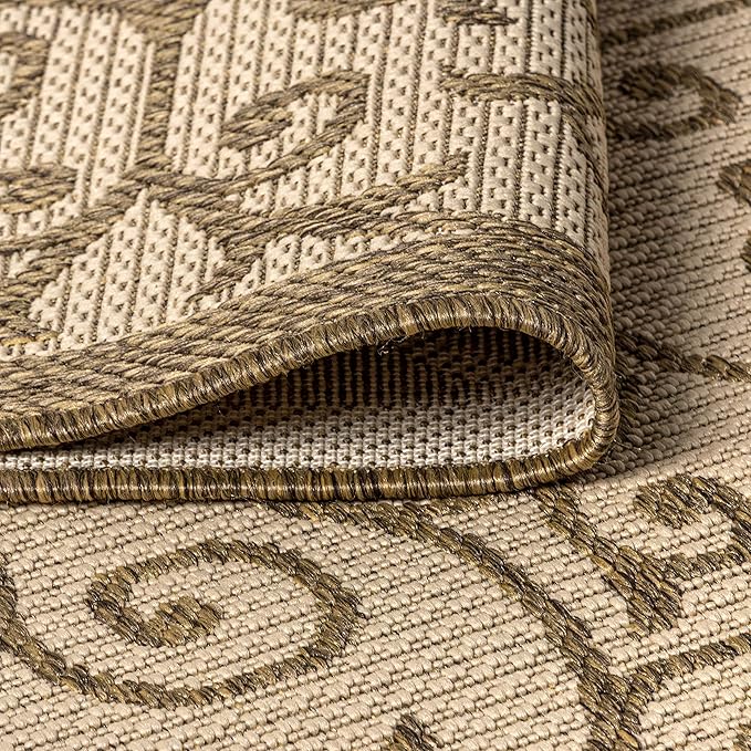 JONATHAN Y Vintage Filigree Indoor Outdoor Runner Rug 2X10 Beige/Brown, Madrid Textured Weave for Backyard, Patio, Porch, Easy-Cleaning, High Traffic, Pet-Friendly, Non-Shedding (SMB107B-210)