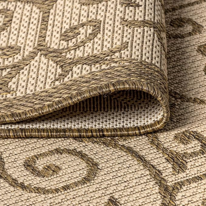 JONATHAN Y Vintage Filigree Indoor Outdoor Octagon Area Rug 8 Ft Beige/Brown, Madrid Textured Weave for Backyard, Patio, Porch, Easy-Cleaning, High Traffic, Pet-Friendly, Non-Shedding (SMB107B-8TGN)