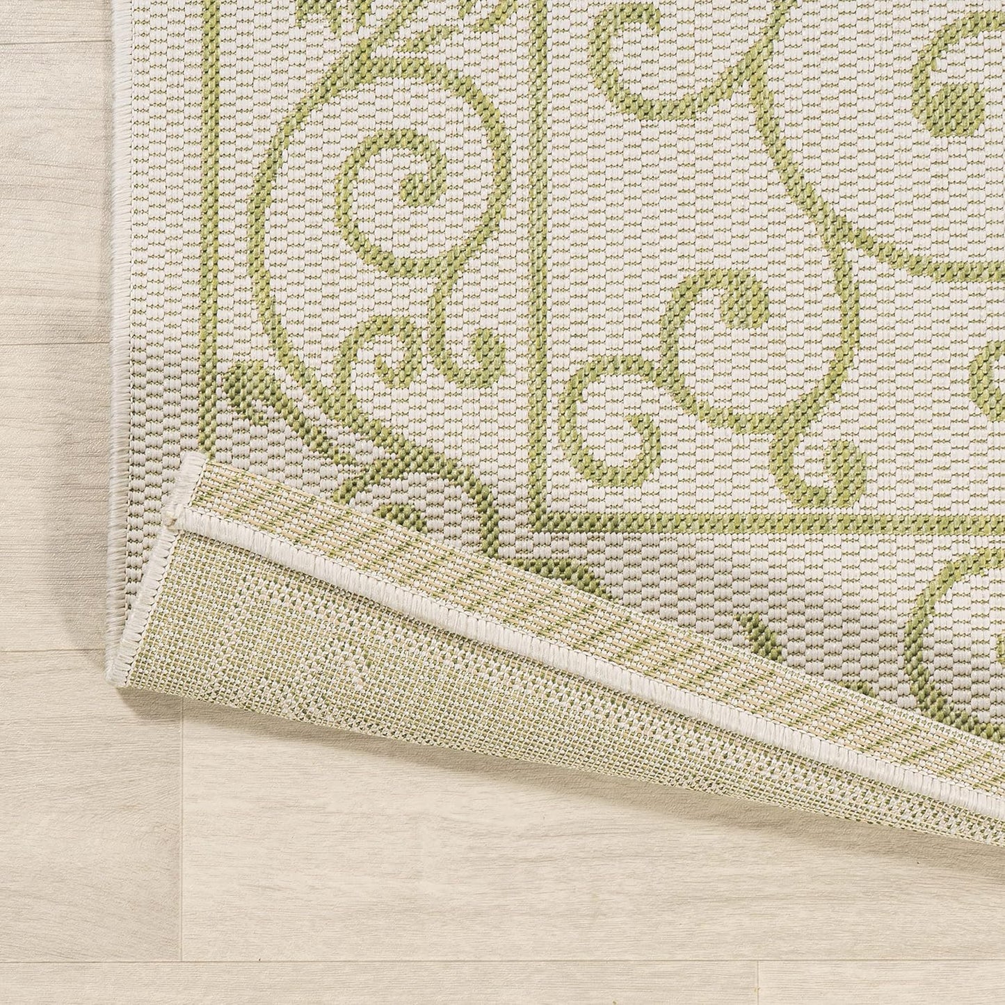 JONATHAN Y Vintage Filigree Indoor Outdoor Area Rug 8X10 Cream/Green, Charleston Textured Weave for Backyard, Patio, Porch, Easy-Cleaning, High Traffic, Pet-Friendly, Non-Shedding (SMB106I-8)