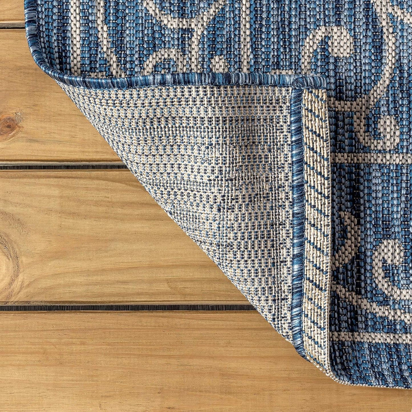 JONATHAN Y Vintage Filigree Indoor Outdoor Round Area Rug 6 Ft Navy/Gray, Charleston Textured Weave for Backyard, Patio, Porch, Easy-Cleaning, High Traffic, Pet-Friendly, Non-Shedding (SMB106D-6R)