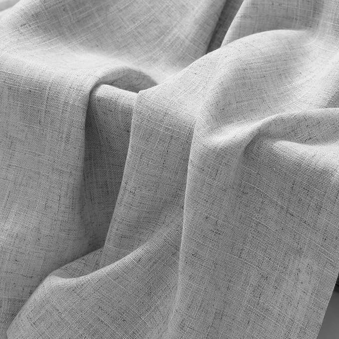 Gray Curtains 102 Inches Long 2 Panels Flax Drapes Semi Sheer Living Room Curtain Boho Farmhouse Natural Light Filtering Pale Grey Dove Slate Curtains for Patio Door Bedroom 102 Inch Length Grommet