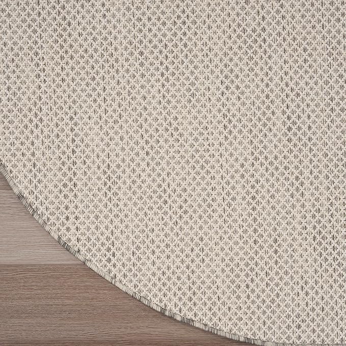 Nourison Home Courtyard Ivory Silver 10' x Round Area Rug - Easy Clean, Non Shedding, Bed Room, Living Room, Dining Room, Kitchen (10' x Round)