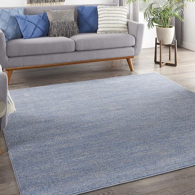 Nourison Home Nourison Essentials Blue Grey 5' x Square Area Rug - Easy Clean, Non Shedding, Bed Room, Living Room, Dining Room, Kitchen (5' x Square)