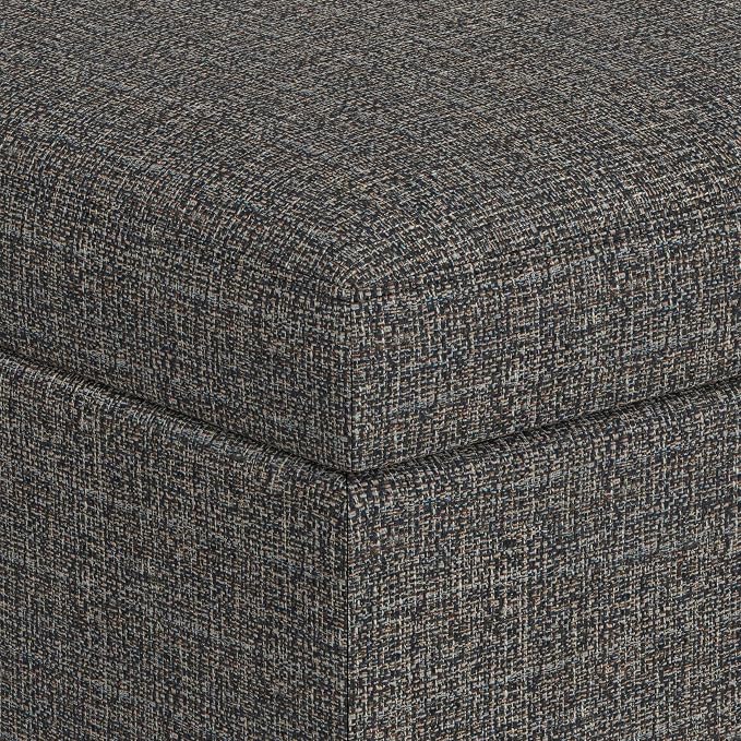 SIMPLIHOME Owen Coffee Table Storage Ottoman - 34" Wide x 19" High Upholstered Tweed Look Fabric Rectangular Lift-Top Ottoman in Ebony, Mid-Century Modern Bench for Living Room with Tapered Legs