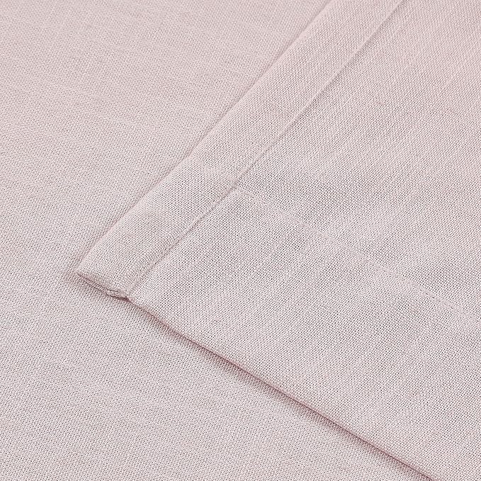 Vision Home Soft Pink Pinch Pleated Semi Sheer Curtains Textured Linen Blended Light Filtering Window Curtains 84 inch for Living Room Bedroom Pinch Pleat Drapes with Hooks 2 Panels 40" Wx84 L