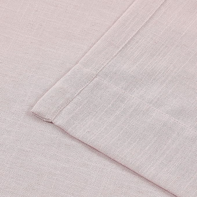 Vision Home Light Pink Pinch Pleated Semi Sheer Curtains Textured Linen Blended Light Filtering Window Curtains 108 inch for Living Room Bedroom Patio Pinch Pleat Drapes with Hooks 9FT 60" Wx108 Lx1