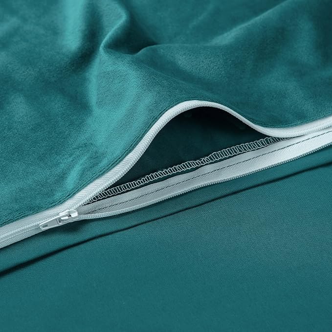 Chanasya Premium Velour Velvet Duvet Cover Set - Duvet Cover (68” x 90”) & 1 Pillow Sham (20” x 26”) - 2-Piece Set - Deep Teal, Twin Size