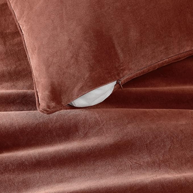 Brooklyn Loom Matte Cotton Velvet 14x20 Rust Decorative Pillow