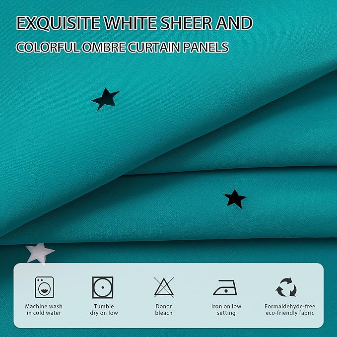 XiDi Blackout Curtains for Girls & Kids Room - 84" Long 2 Panel Teal Unicorn