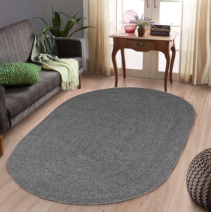 Superior Jute Oval Indoor Area Rug, Charcoal