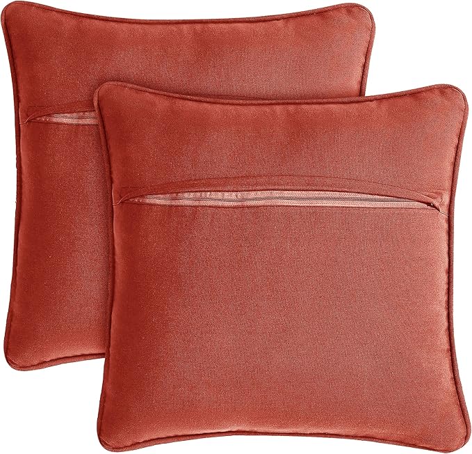 Boho Living 18x18 Rust Throw Pillow Covers with Pillow Insert Included, Pack of 2