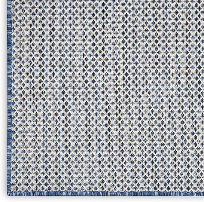 Nourison Home Courtyard Ivory Blue 8' x 10' Area Rug - Easy Clean, Non Shedding, Bed Room, Living Room, Dining Room, Kitchen (8' x 10')