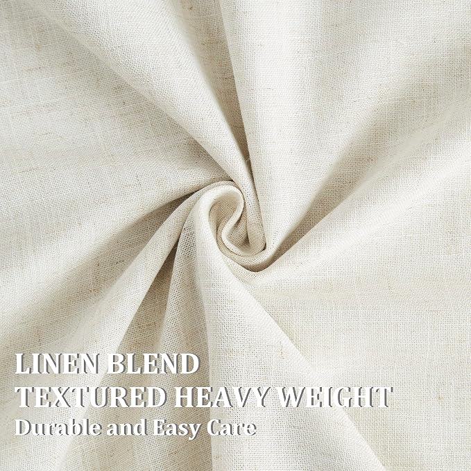 Vision Home Natural Pinch Pleated Full Blackout Curtains Linen Blended Room Darkening Window Curtains 120 inch for Living Room Bedroom Thermal Insulated Pinch Pleat Drapes with Hooks 60" Wx120 Lx1