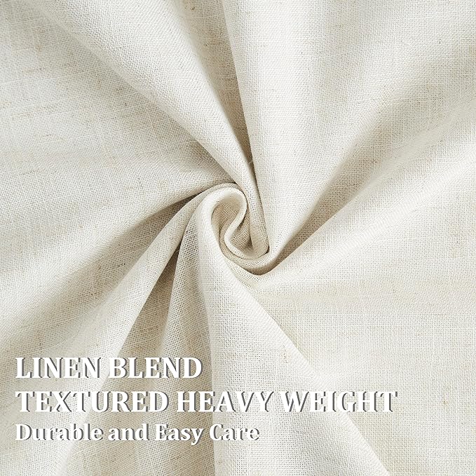 Vision Home Natural Pinch Pleated Full Blackout Curtains Linen Blended Room Darkening Window Curtains 72 inch for Living Room Bedroom Thermal Insulated Pinch Pleat Drapes with Hooks 1 Panel 60"Wx72"L
