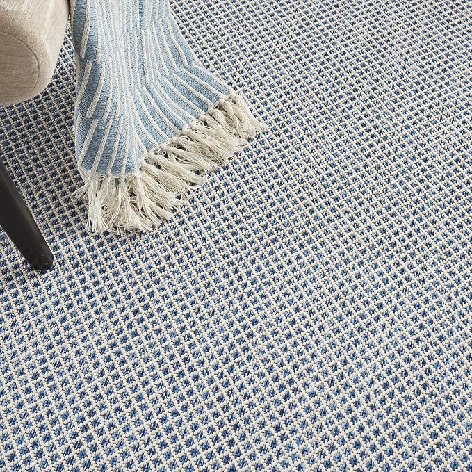 Nourison Home Courtyard Ivory Blue 5' x 7' Area Rug - Easy Clean, Non Shedding, Bed Room, Living Room, Dining Room, Kitchen (5' x 7')