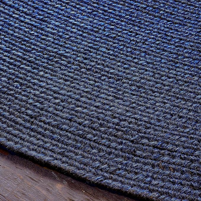 Superior Jute Oval Indoor Area Rug, Denim Blue