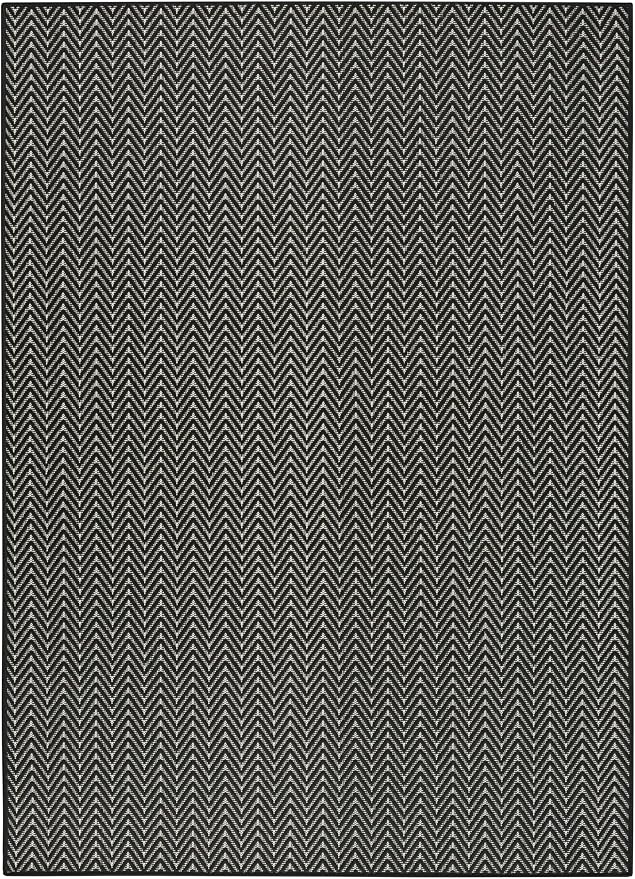 Nourison Home Horizon Indoor/Outdoor Black 4' x 6' Area Rug - Easy Clean, Non Shedding, Bed Room, Living Room, Dining Room, Kitchen (4' x 6')