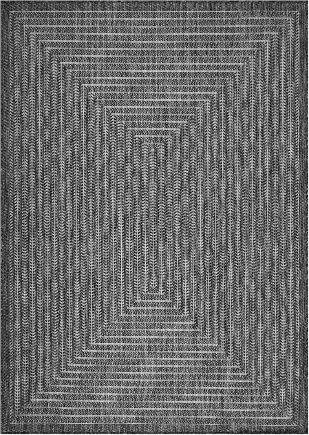 Adiva Rugs Outdoor Indoor Area Rug, Weather Resistant, Easy to Clean, Stain Resistant Floor Mat for Dining Room, Backyard, Deck, Patio (Pebble Weiss, 2'6" x 7')