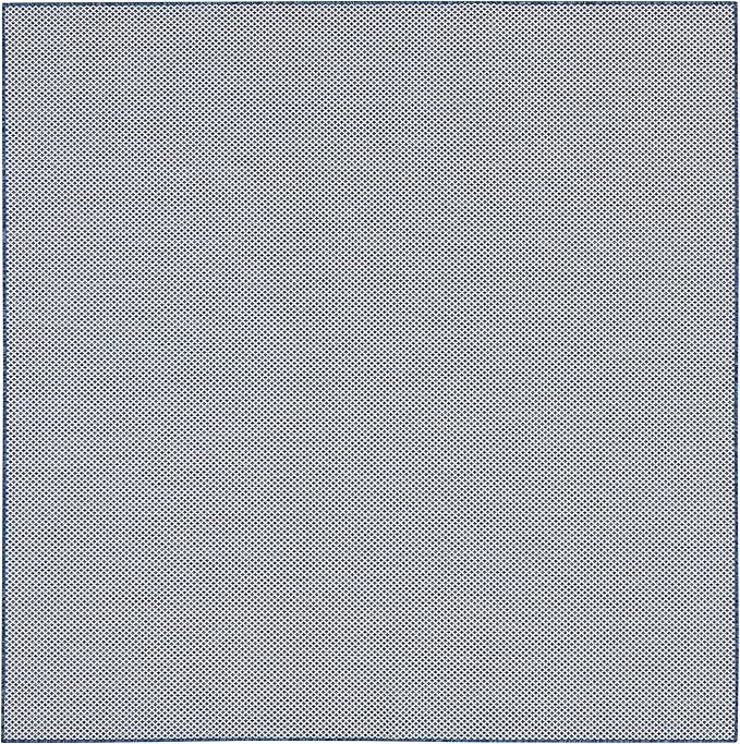 Nourison Home Courtyard Ivory Blue 6' x Square Area Rug - Easy Clean, Non Shedding, Bed Room, Living Room, Dining Room, Kitchen (6' x Square)