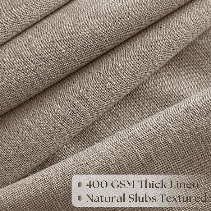 Pinch Pleat Linen Curtains 90 Inches Long 100 Inch Wide for Patio Sliding Door Light Filtering Taupe Pleated Drapes Back Tab Burlywood Birch Living Dining Room Extra Wide 100 x 90 Curtain 1 Panel