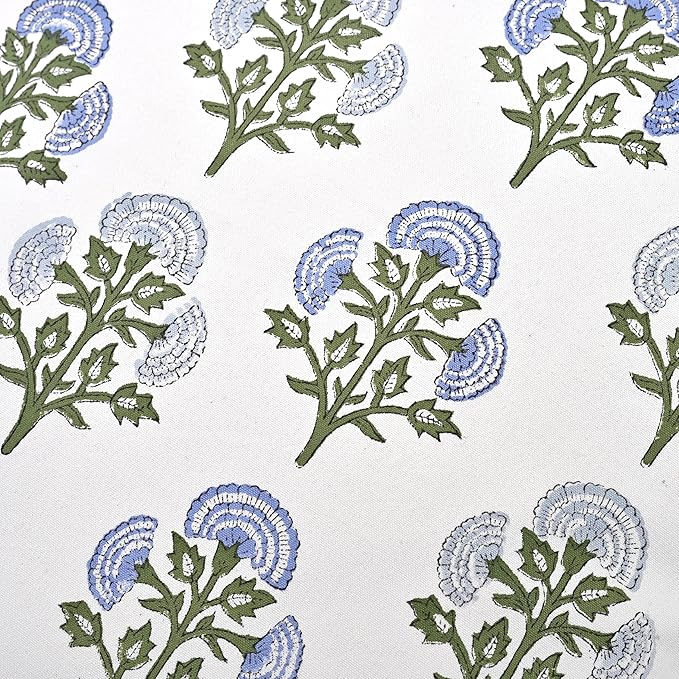 Ridhi Block Print Mughal Buta Blue Pillow Cover 18" x 18" (Pack of 2) Decorative Couch Pillows for Living Room, Chic Boho Cute Outdoor Pillows Covers Gifts for Spring, Easter and Valentine