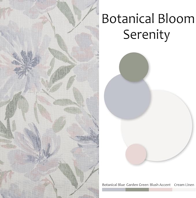 Kayne Studio Pinch Pleated Light Filtering Curtains Floral Semi Sheer Drapes for Living Room Bedroom 95 Inches Long Blue Flower Printed Botanical Pattern Back Tab Window Treatment Set,40"x95",2 Panels