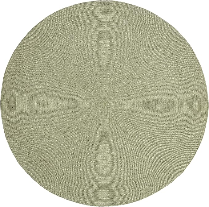 Superior Indoor/Outdoor Area Rug, Reversible Braided Floor Decor for Living Room, Kitchen, Patio, Front Porch, Modern Boho Farmhouse Rugs, Hardwood, Bedroom Accessories, 4' Round, Fog Green