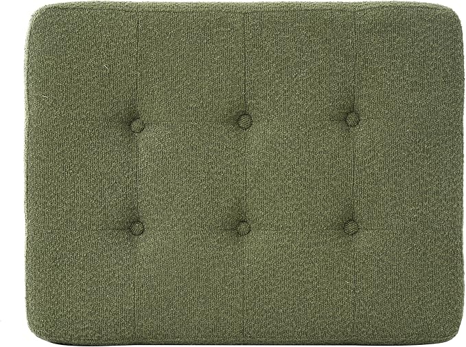 Christopher Knight Home Dalla Boucle Upholstered Ottoman Coffee Table, Small Living Room Sofa Footrest, Wooden Rectangular Ottoman Footstool, Guest Extra Seat, Olive Green